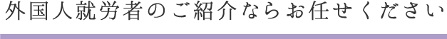 外国人就労者のご紹介ならお任せください